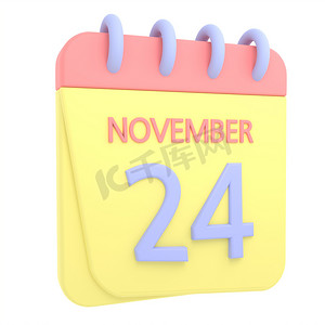 11 月 24 日 3D 日历图标
