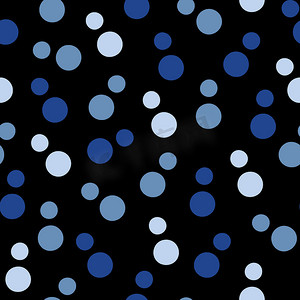 无缝图案与黑色背景上的蓝色气泡剪影。