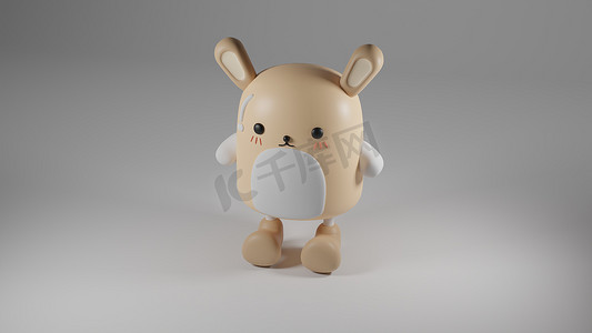 3D 插图玩具动物最小背景现代时尚设计。