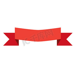 红色横幅丝带和白色背景上的标签。