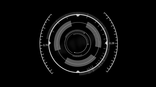 HUD 圆形用户界面黑色背景。