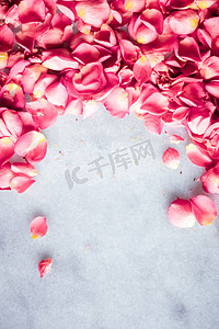 大理石上的玫瑰花瓣，花卉背景