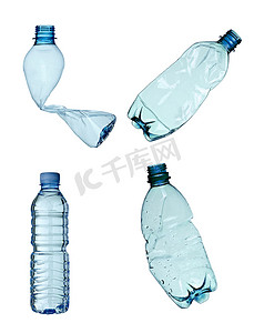 废品回收广告图摄影照片_塑料瓶水容器回收废物