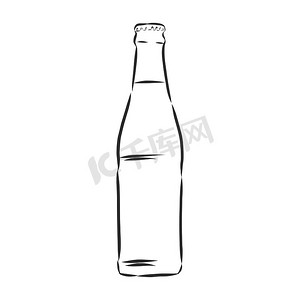 矢量图绘制摄影照片_瓶子，在白色背景上孤立的素描风格矢量图。