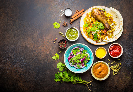 楚地摄影照片_Biryani 鸡肉和印度菜
