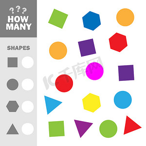 几何数学摄影照片_有多少儿童简单几何形状的计数游戏