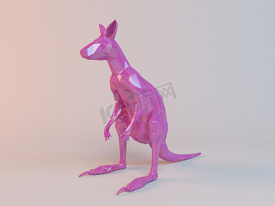 3D粉色低聚（袋鼠）