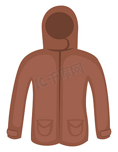 棕色冬季夹克，插图，白色背景矢量