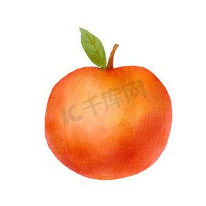 食物可爱风格摄影照片_画可爱的风格化红苹果。