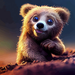 可爱熊的动画插图，动画小熊肖像