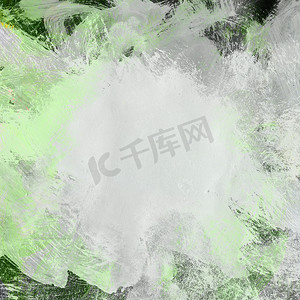 绿色手绘水粉抽象纹理框架。