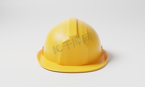白色背景上的黄色安全帽安全帽。