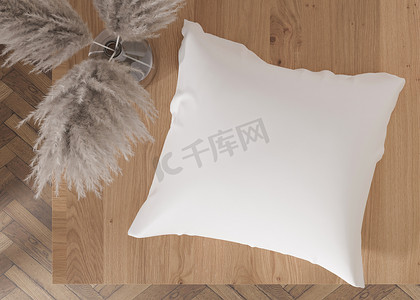 设计方形摄影照片_白色方形枕头模拟。