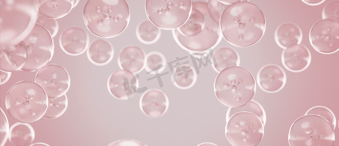 滴水不漏摄影照片_抽象时尚维生素胶原蛋白血清粉红色背景壁纸 3D 渲染
