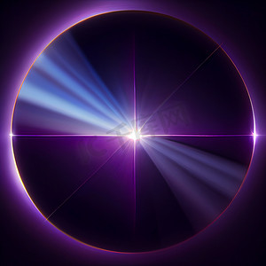 黑色背景上的紫色光镜头耀斑。