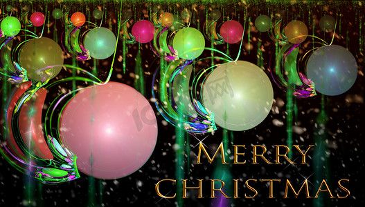 多彩的圣诞背景与气球和彩带