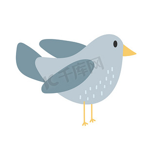 可爱的鸟类动物-手绘卡通矢量在白色上绘制简单的样式