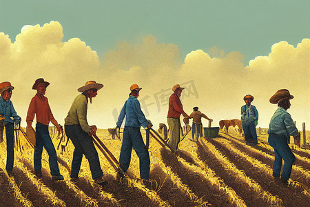 绿色卡通食物摄影照片_农业工人，所有其他，卡通插图
