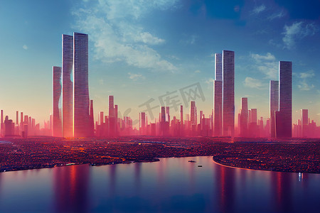 科技大城市城市和未来技术概念，原创