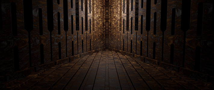 人工智能基座平台隧道空间铜棕色米色横幅背景宇宙飞船建筑陈列室工作室蒙太奇 3D 插图