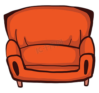橙色扶手椅，插图，白色背景上的矢量
