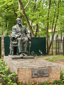 俄罗斯 SVETLOGORSK - 2019 年 7 月 21 日。俄罗斯著名科学家和生理学家巴甫洛夫 I.P. 纪念碑