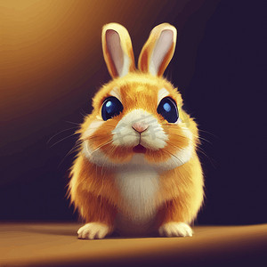 动画动物动画摄影照片_一只可爱的兔子动画插图，动画小兔子肖像。