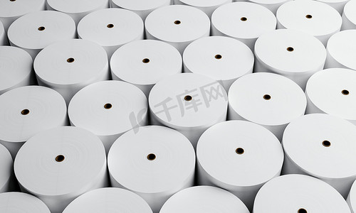 一组白皮书卷在工业工厂中用于存储背景。