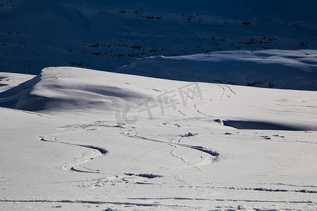 在粉雪中画滑雪者
