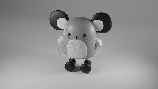 3D 插图玩具动物最小背景现代时尚设计。