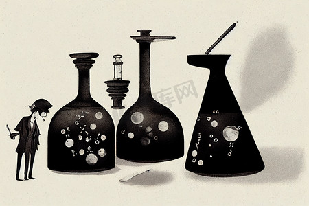 化学家，卡通插图