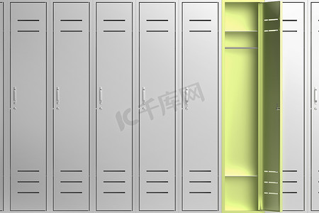 学校柜子摄影照片_独特的绿色金属储物柜