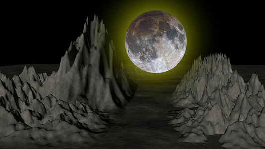 月球山表面，美国宇航局提供的这张图像的元素