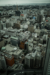 高层成市摄影照片_从 Tower Yokohama Kitakagaku 看到的景色（单色）