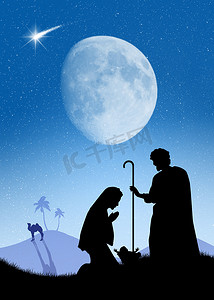 耶稣十二门徒摄影照片_耶稣诞生的场景