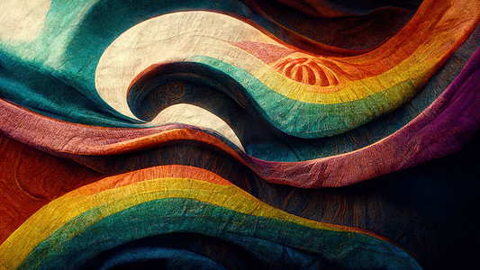 70年代彩色波浪彩虹线背景