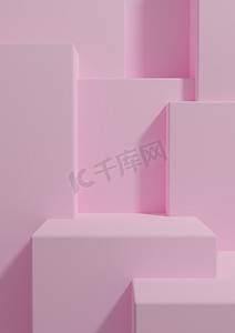 浅色、柔和、薰衣草粉色 3D 渲染产品展示壁纸，带讲台或在简单、最小、抽象、几何产品摄影背景上站在一两个奢侈品的前面