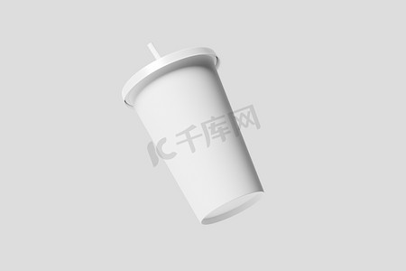 纸饮料杯白色空白 3D 渲染样机