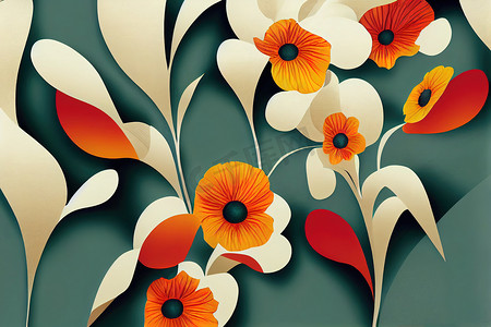 图形海报现代艺术花卉壁纸二维