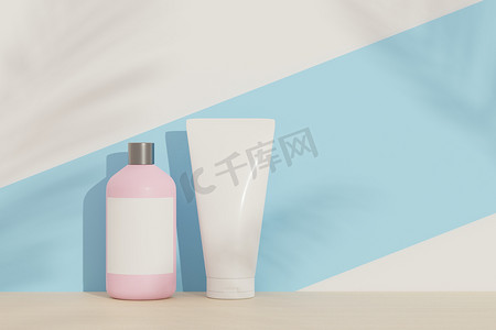 空白化妆品护肤品或包装的 3d 渲染模型。