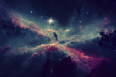 宇宙中有恒星和太空尘埃的星系。