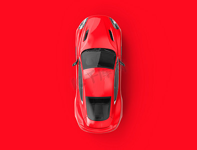 通用背景摄影照片_红色背景中的红色通用无品牌汽车