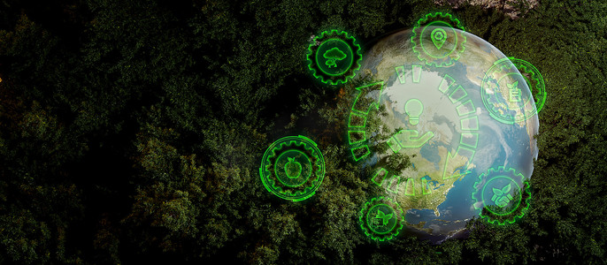 地球友好环境意识概念生态图标说明性 3D 渲染