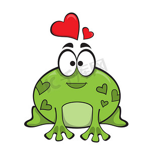 有趣的小青蛙，头上有红心。
