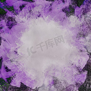 手绘紫色海报摄影照片_紫色手绘水粉抽象纹理框架。