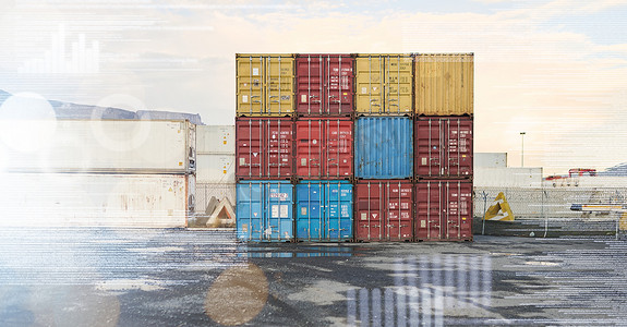 交付、物流和集装箱，其中包含工业货物、库存和户外产品，可供全球运输。