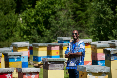 非洲养蜂人当地黑蜂蜜生产商