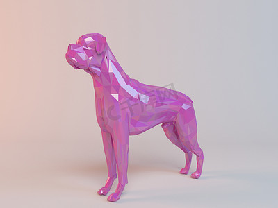3D粉色低聚（狗）