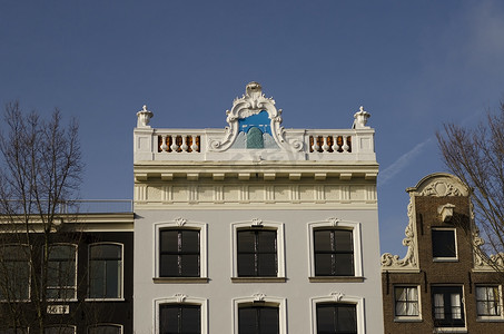 阿姆斯特丹运河房屋的建筑细节