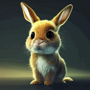一只可爱的兔子动画插图，动画小兔子肖像。